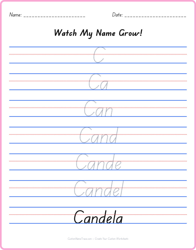 Free Candela custom name tracing - pyramid free worksheet