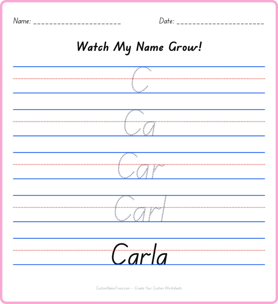 Free Carla custom name tracing - pyramid free worksheet