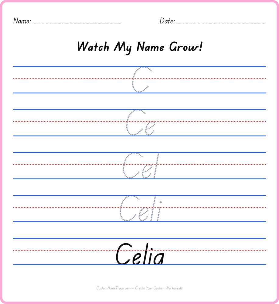 Free Celia custom name tracing - pyramid free worksheet
