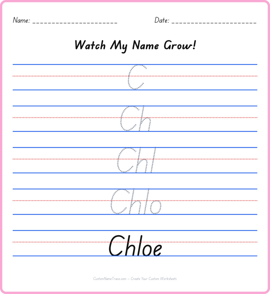Free Chloe custom name tracing - pyramid free worksheet