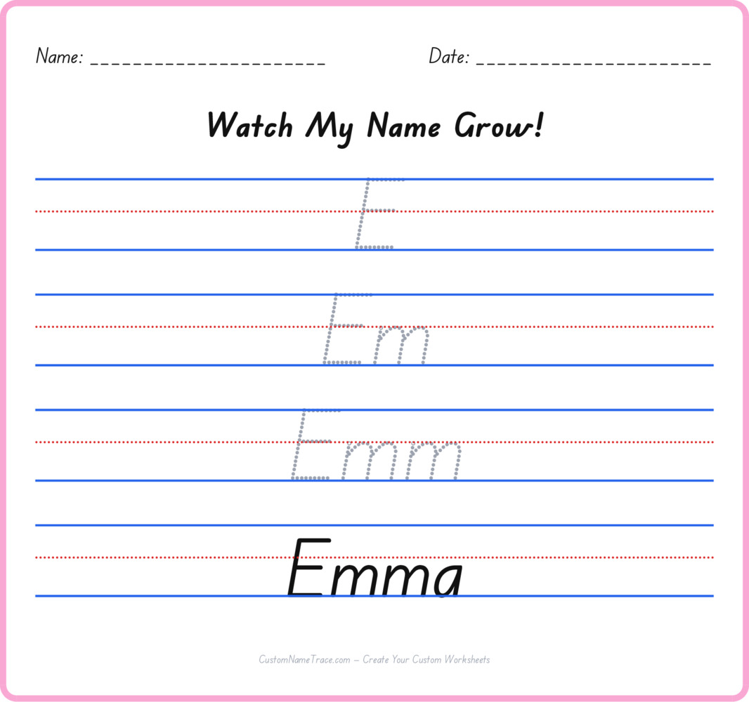 Free Emma custom name tracing - pyramid free worksheet