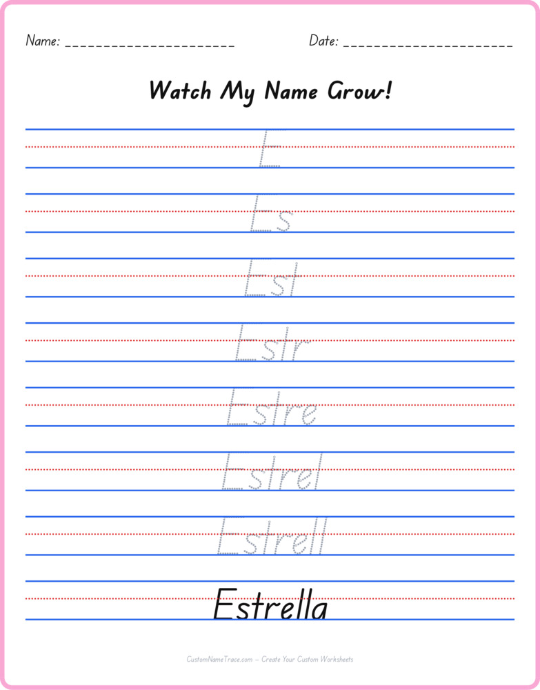 Free Estrella custom name tracing - pyramid free worksheet