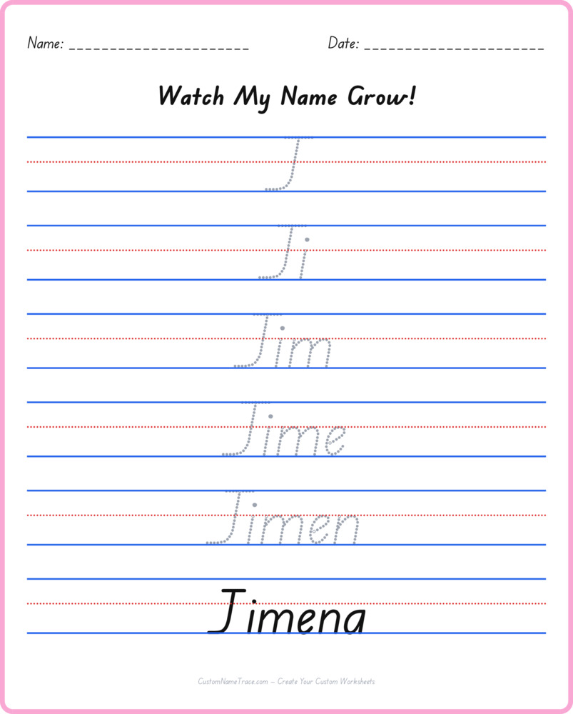 Free Jimena custom name tracing - pyramid free worksheet
