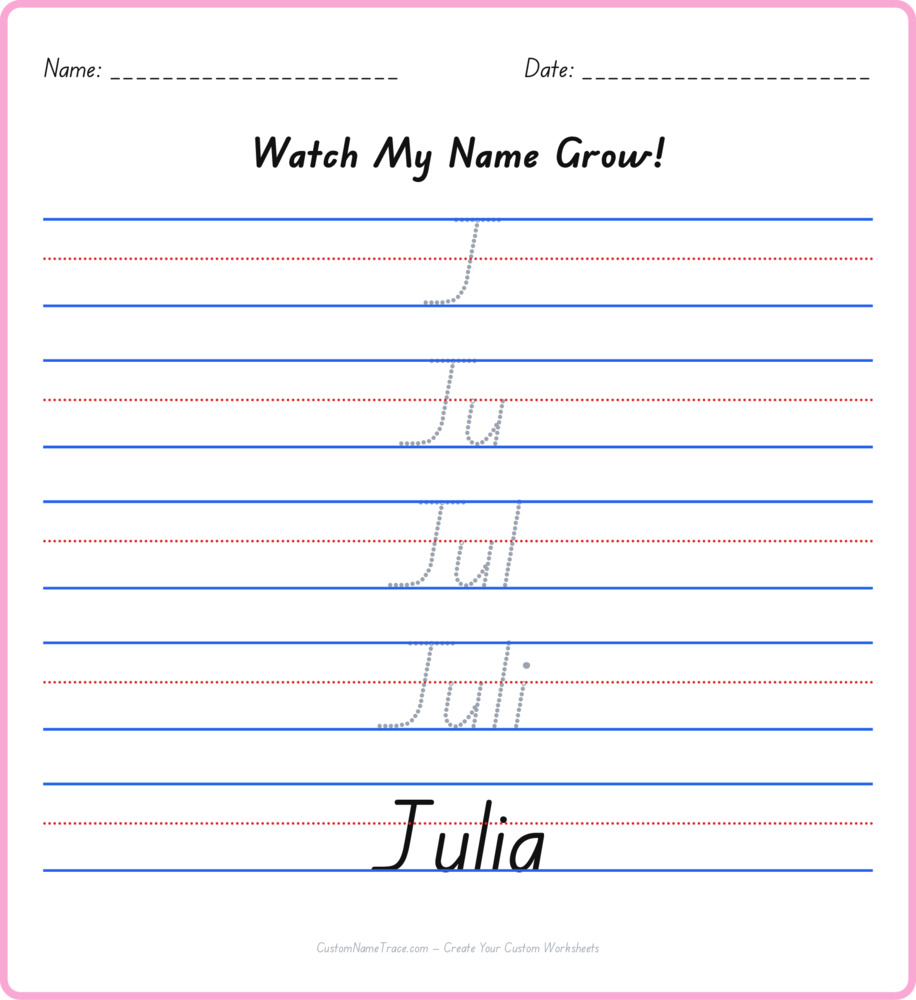 Free Julia custom name tracing - pyramid free worksheet
