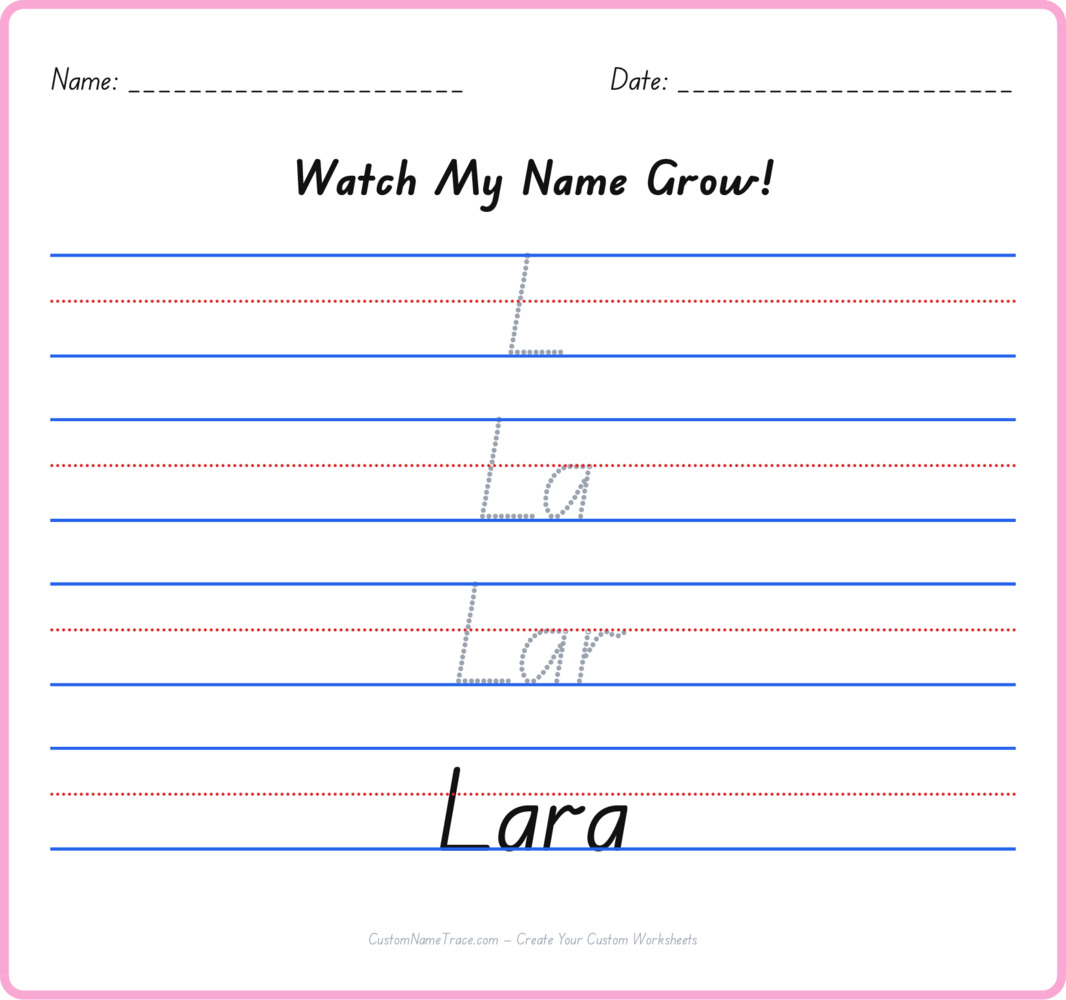 Free Lara custom name tracing - pyramid free worksheet