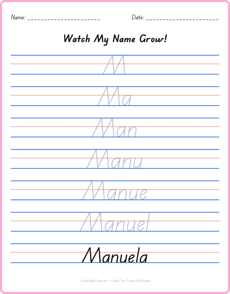 Free Manuela custom name tracing - pyramid free worksheet