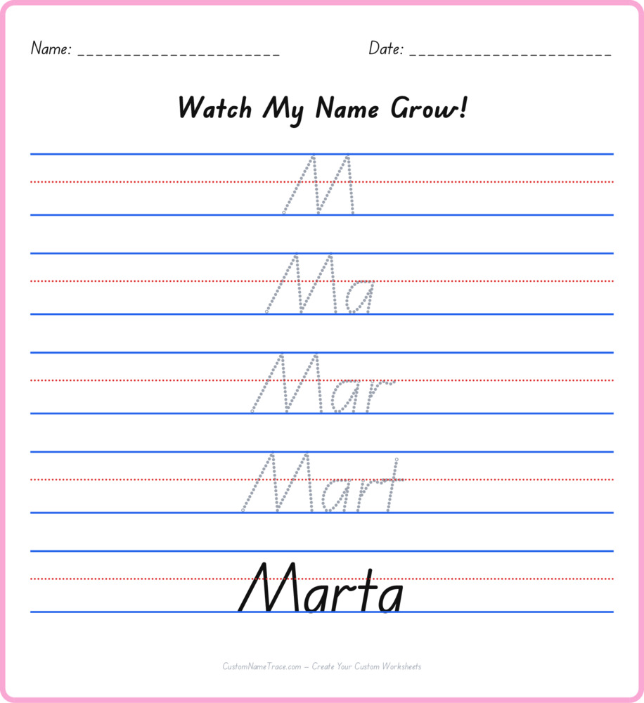 Free Marta custom name tracing - pyramid free worksheet