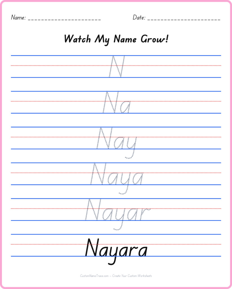 Free Nayara custom name tracing - pyramid free worksheet
