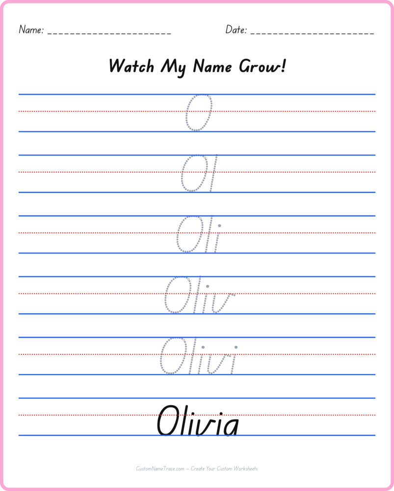 Free Olivia custom name tracing - pyramid free worksheet
