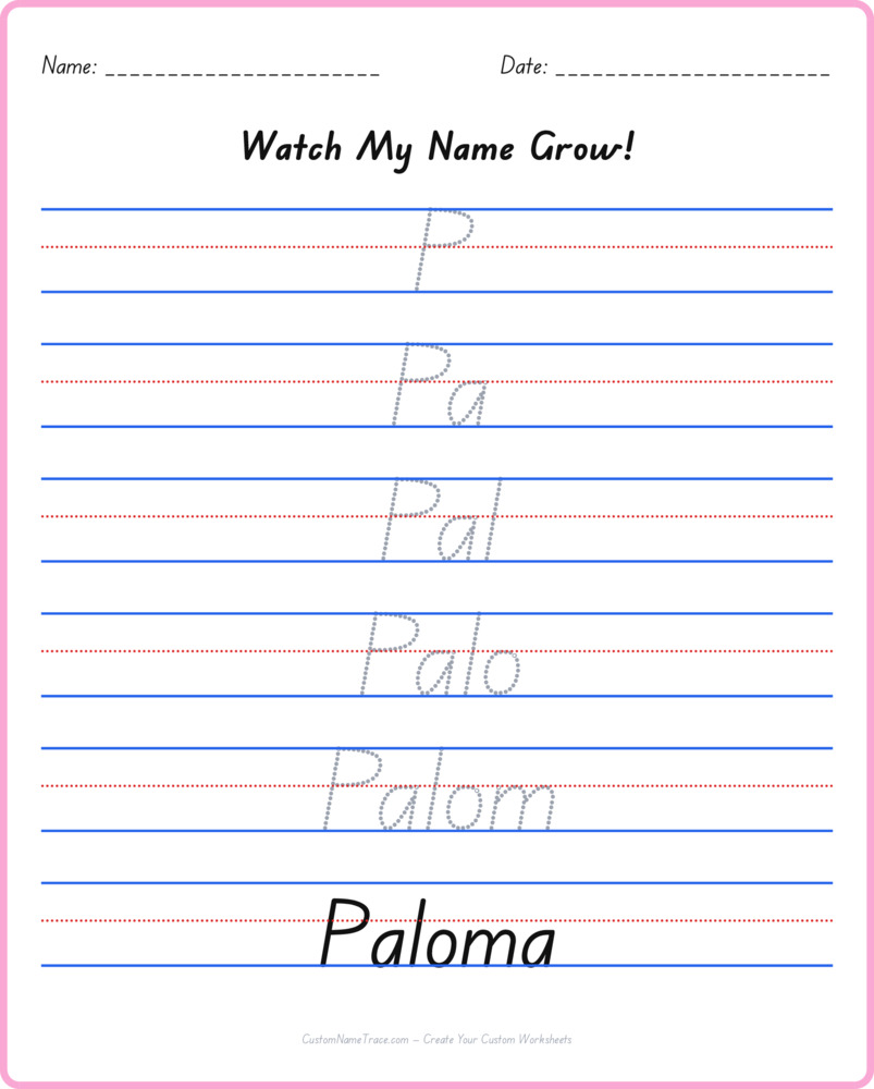 Free Paloma custom name tracing - pyramid free worksheet