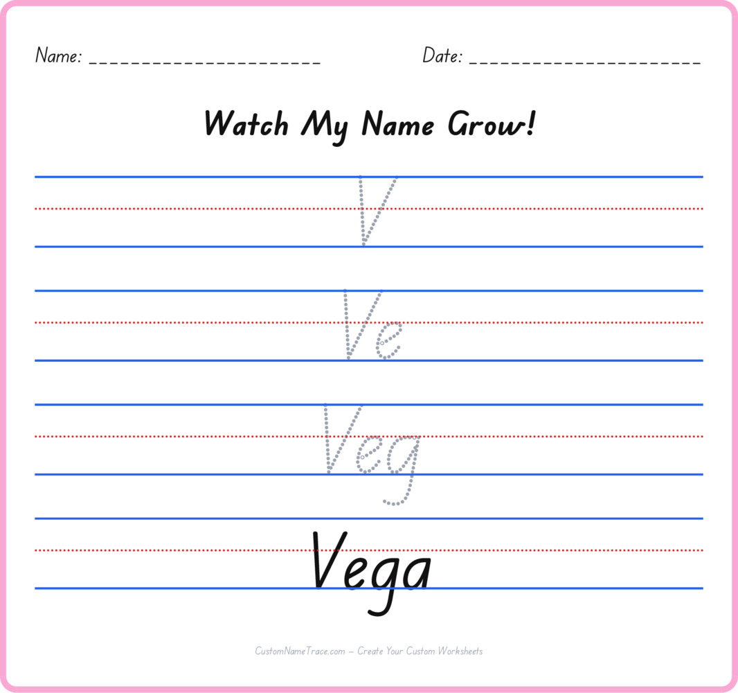 Free Vega custom name tracing - pyramid free worksheet