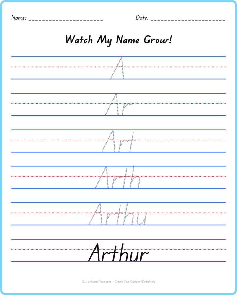 Free Arthur custom name tracing - pyramid free worksheet