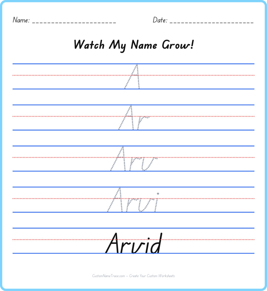 Free Arvid custom name tracing - pyramid free worksheet