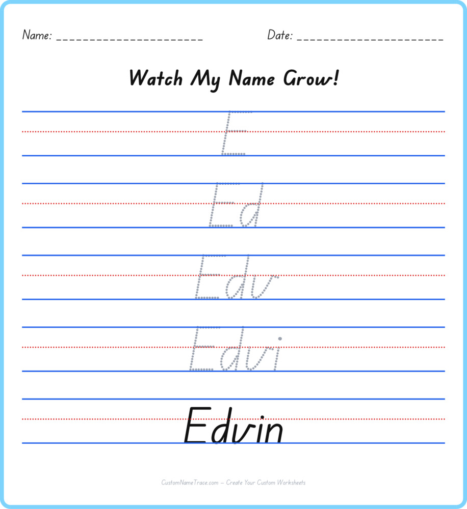 Free Edvin custom name tracing - pyramid free worksheet