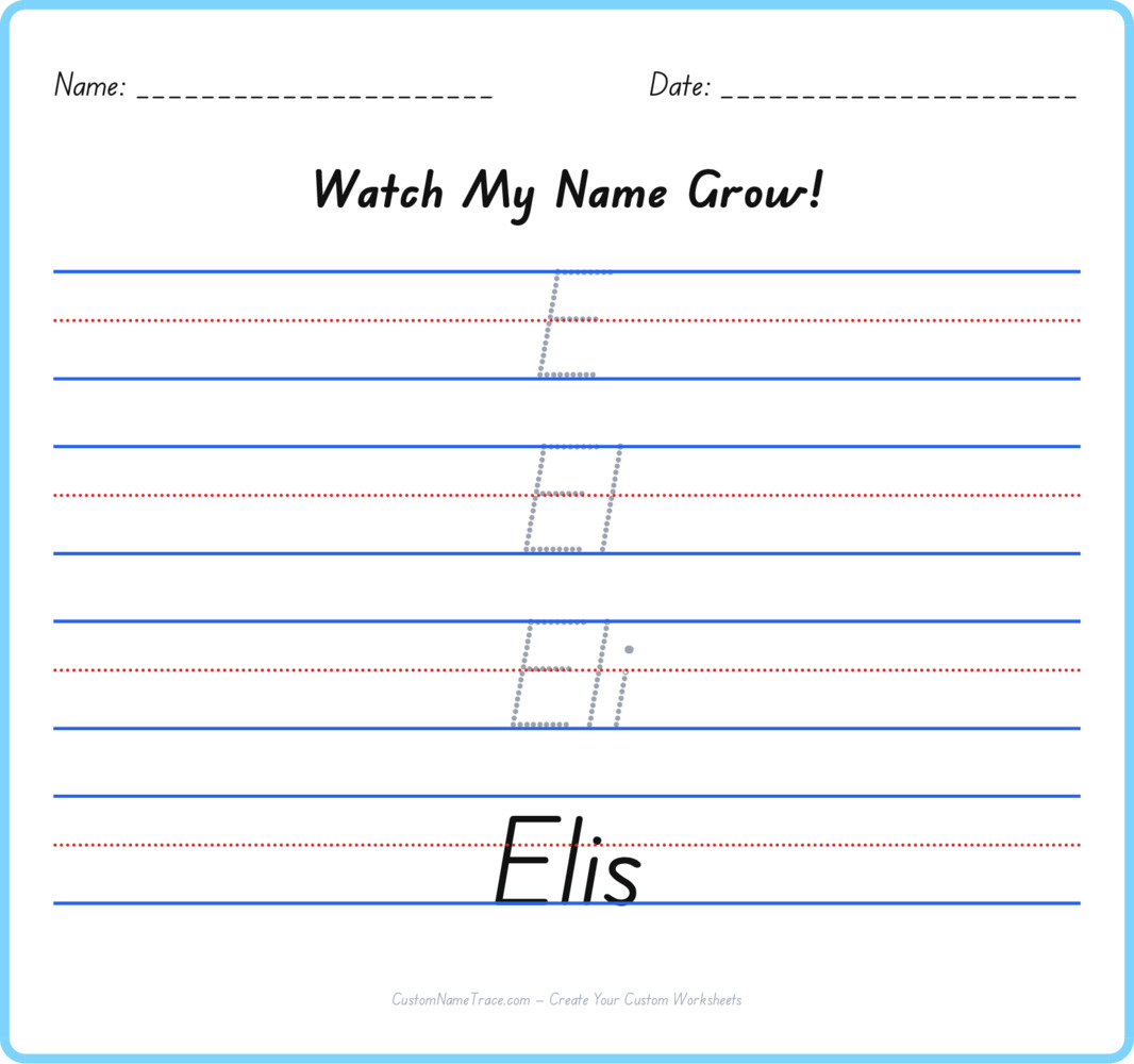 Free Elis custom name tracing - pyramid free worksheet
