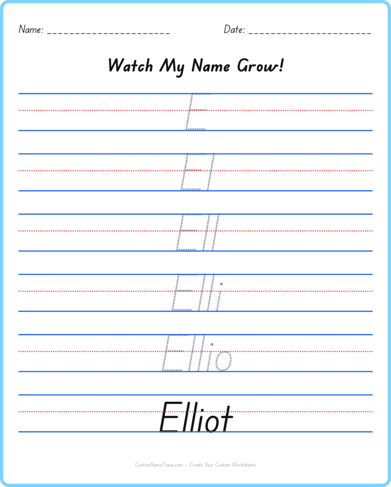 Free Elliot custom name tracing - pyramid free worksheet