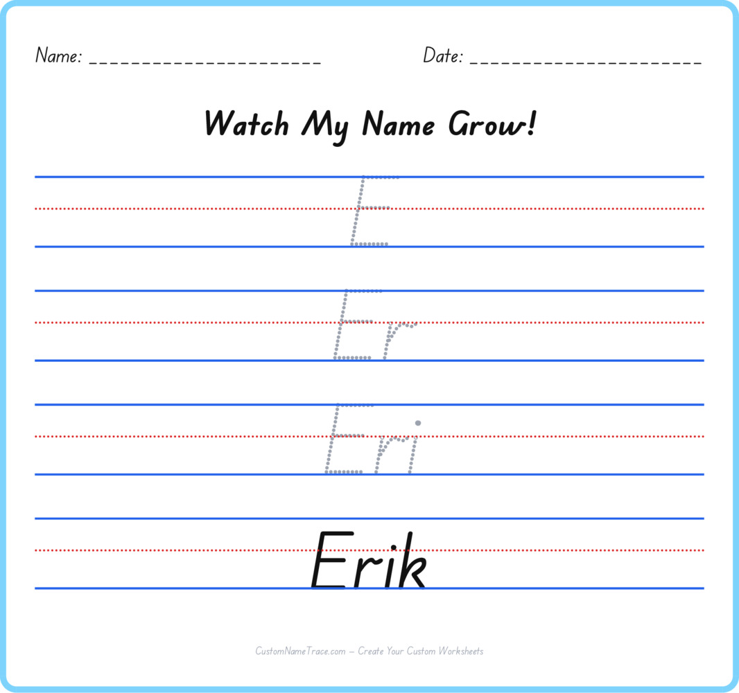 Free Erik custom name tracing - pyramid free worksheet