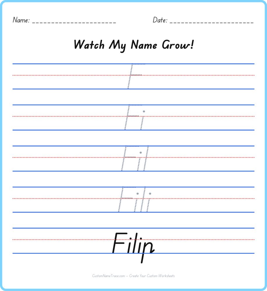 Free Filip custom name tracing - pyramid free worksheet