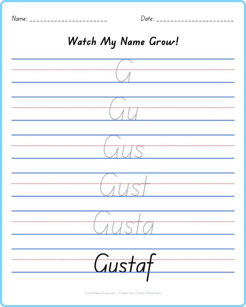 Free Gustaf custom name tracing - pyramid free worksheet