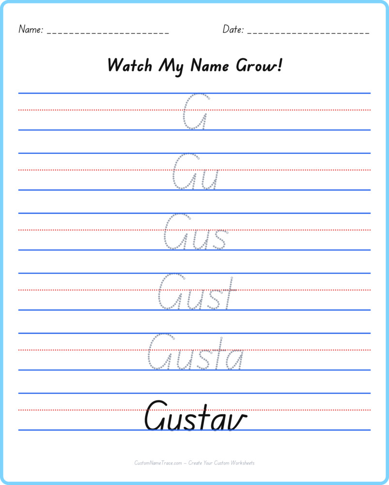 Free Gustav custom name tracing - pyramid free worksheet