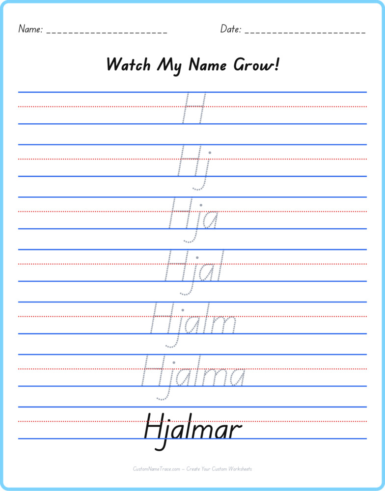 Free Hjalmar custom name tracing - pyramid free worksheet