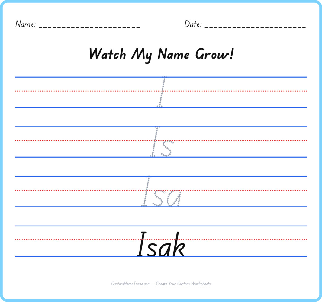 Free Isak custom name tracing - pyramid free worksheet