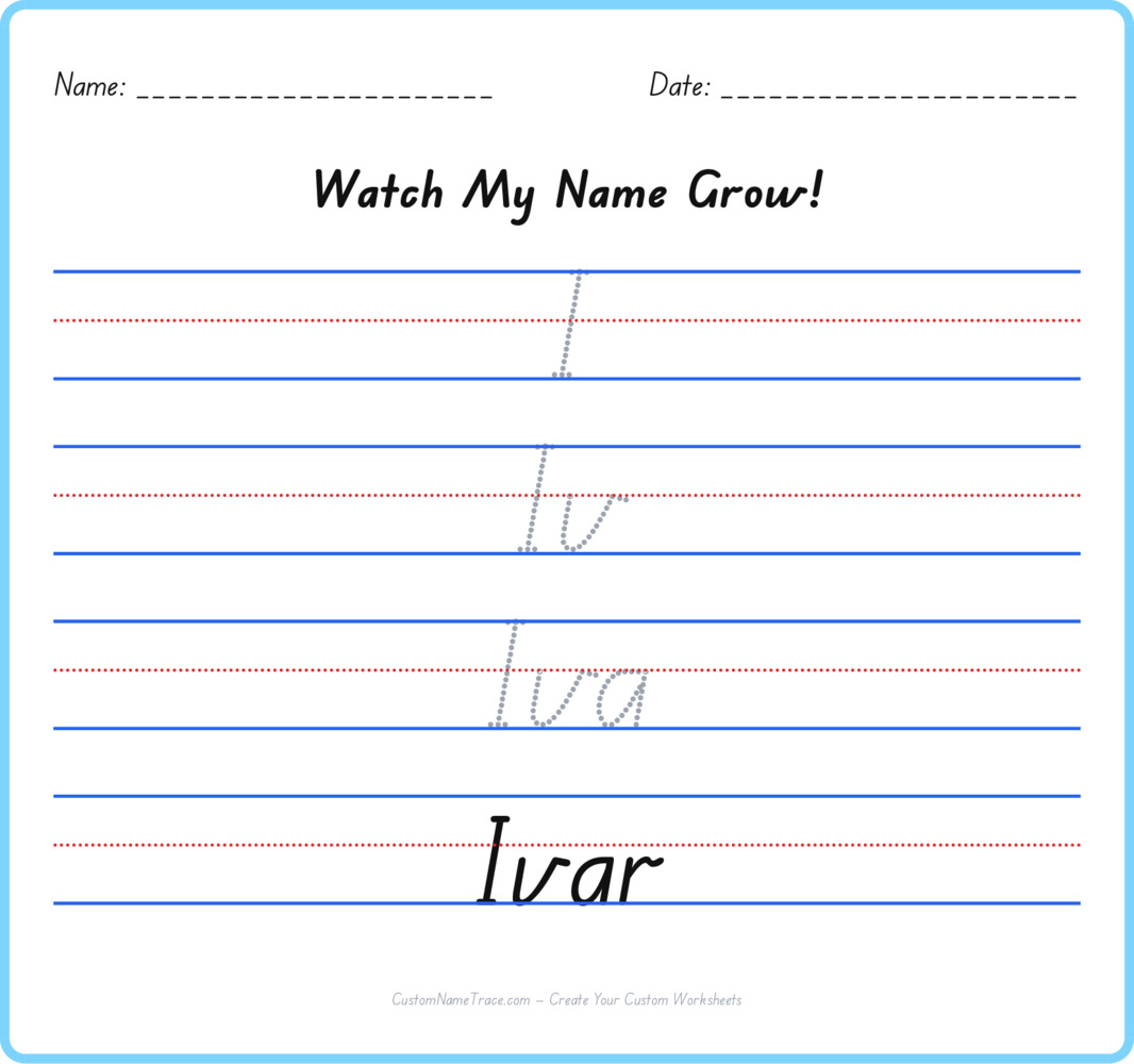 Free Ivar custom name tracing - pyramid free worksheet
