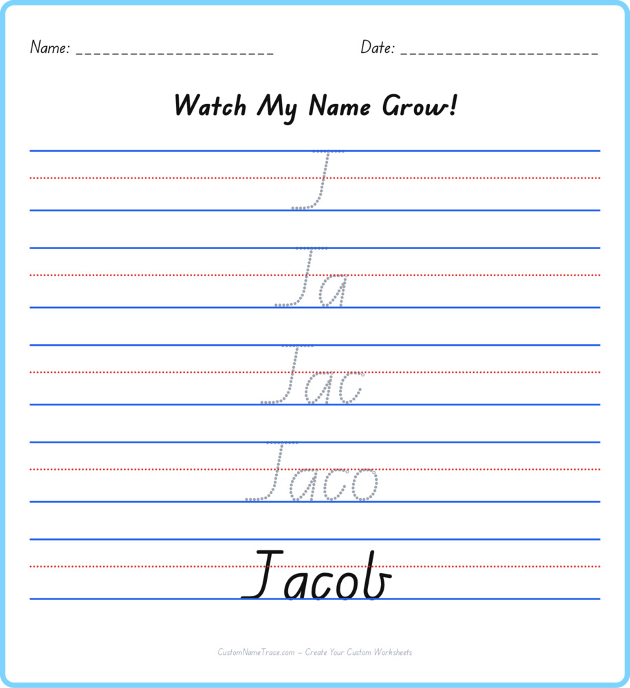 Free Jacob custom name tracing - pyramid free worksheet