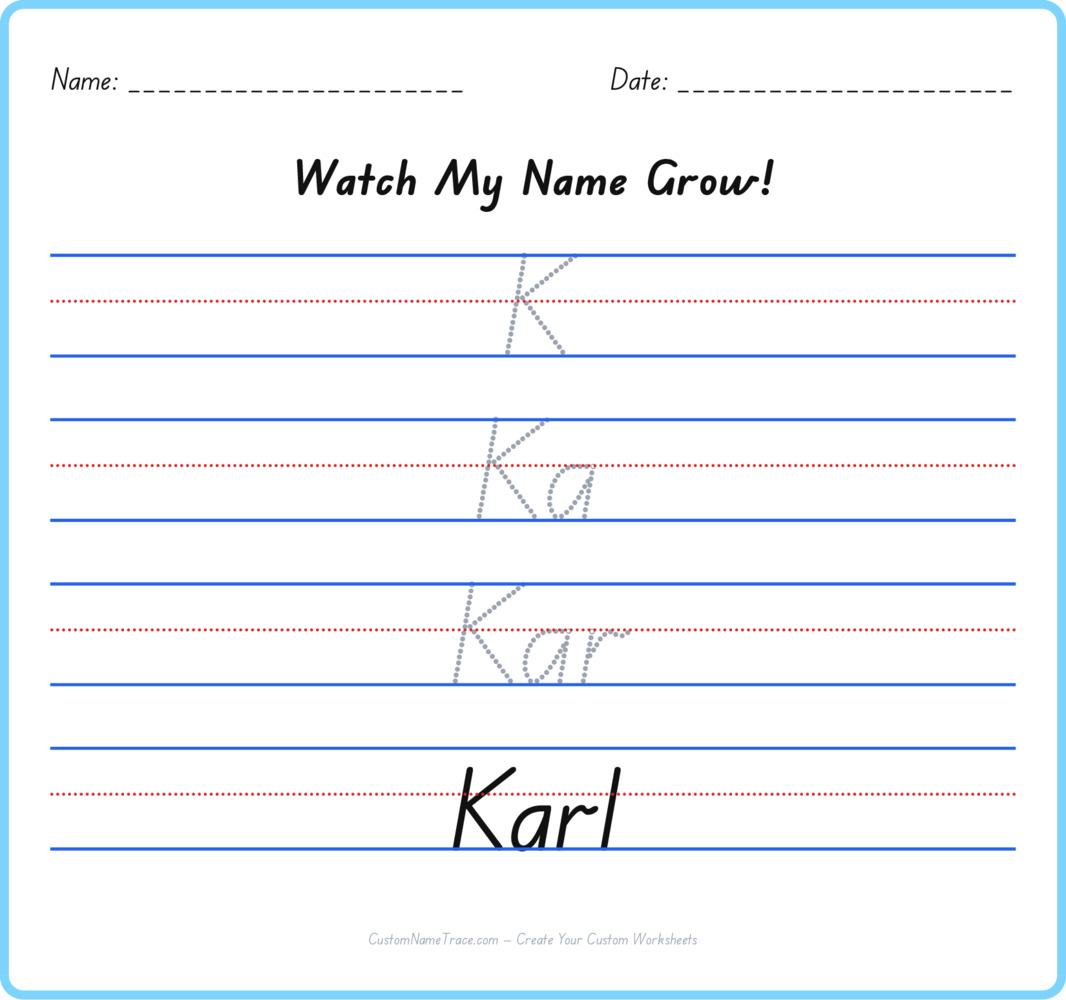 Free Karl custom name tracing - pyramid free worksheet