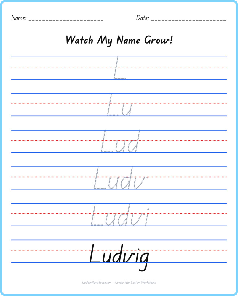 Free Ludvig custom name tracing - pyramid free worksheet