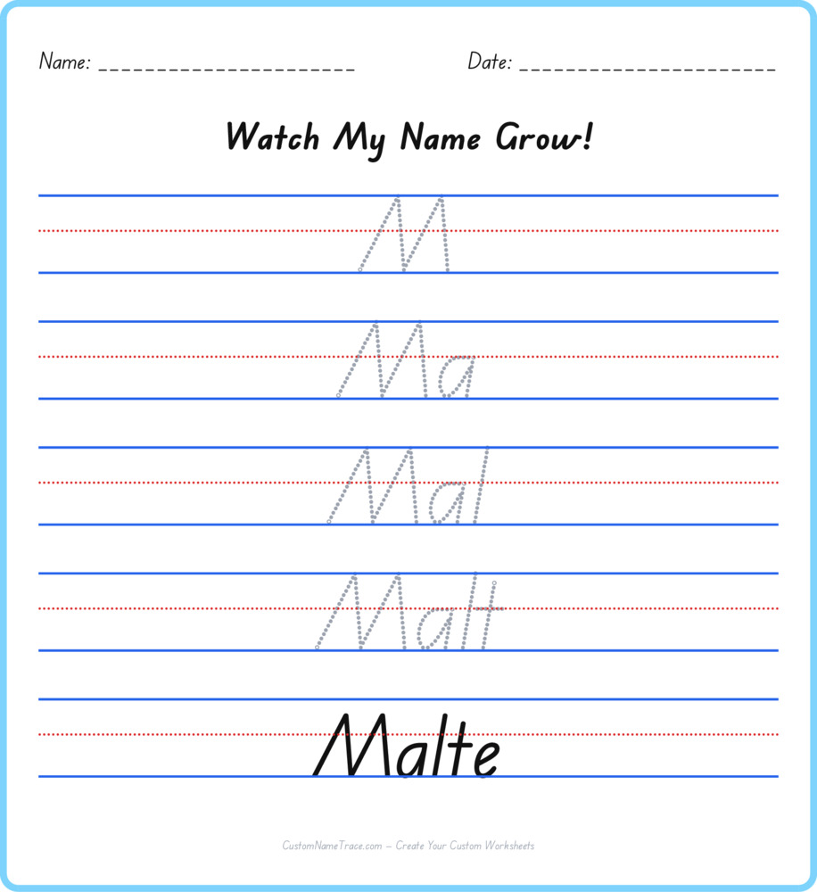 Free Malte custom name tracing - pyramid free worksheet