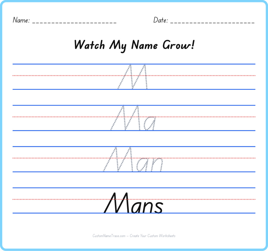 Free Mans custom name tracing - pyramid free worksheet