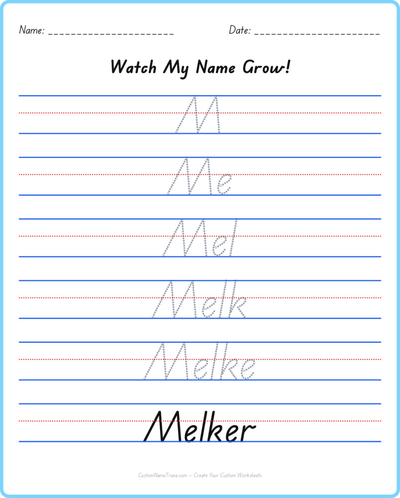 Free Melker custom name tracing - pyramid free worksheet
