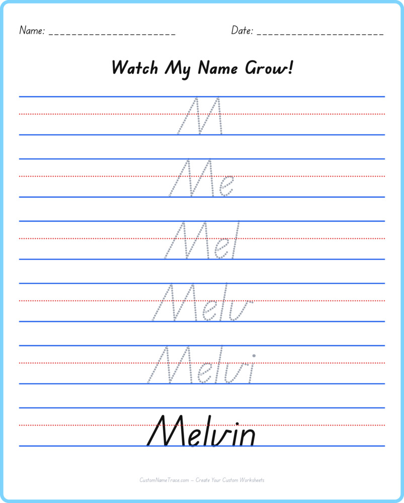 Free Melvin custom name tracing - pyramid free worksheet