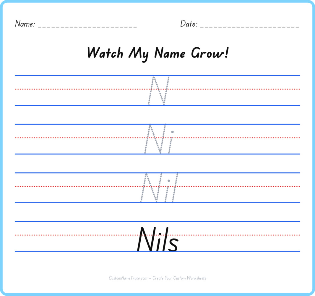 Free Nils custom name tracing - pyramid free worksheet