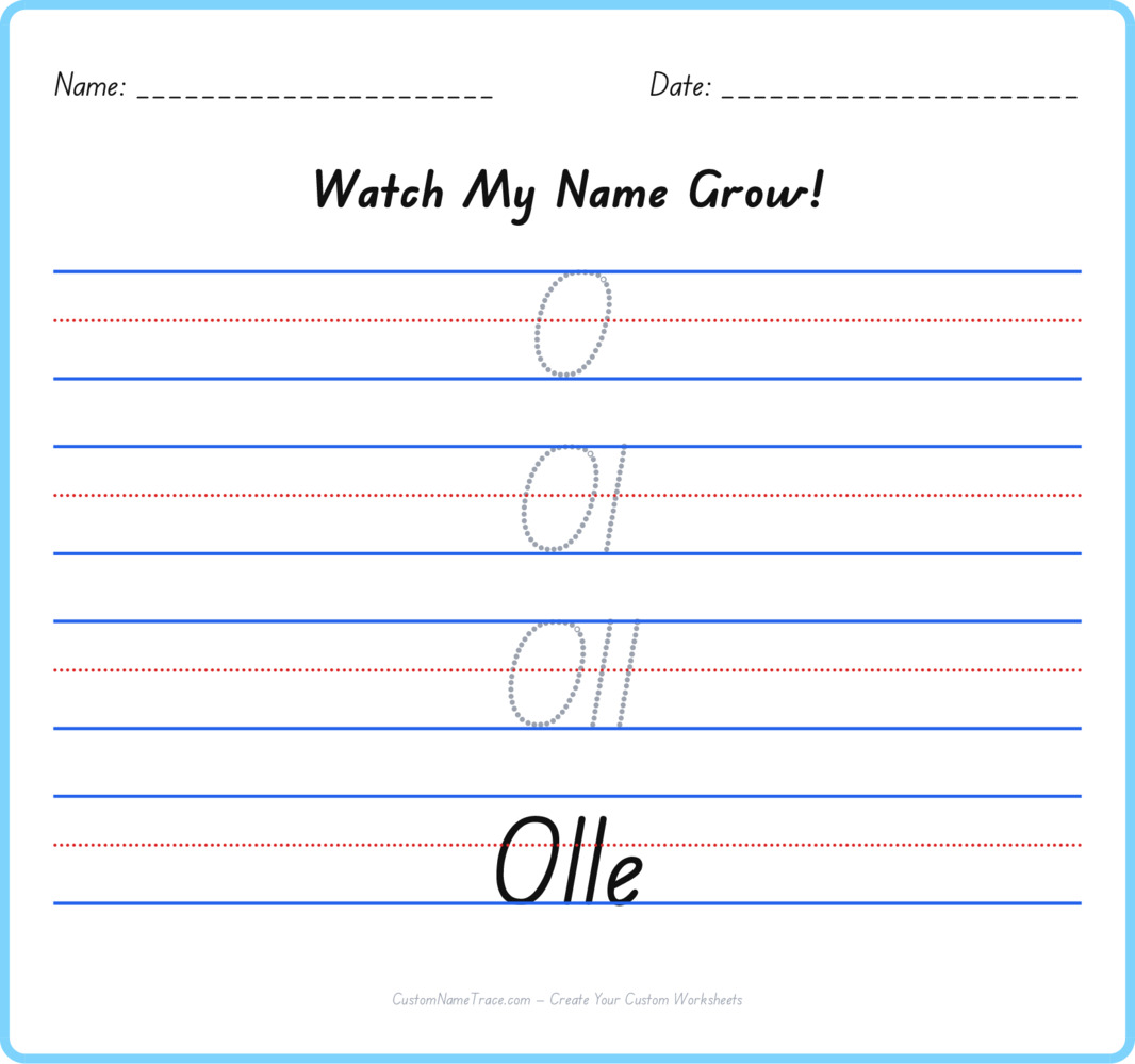 Free Olle custom name tracing - pyramid free worksheet