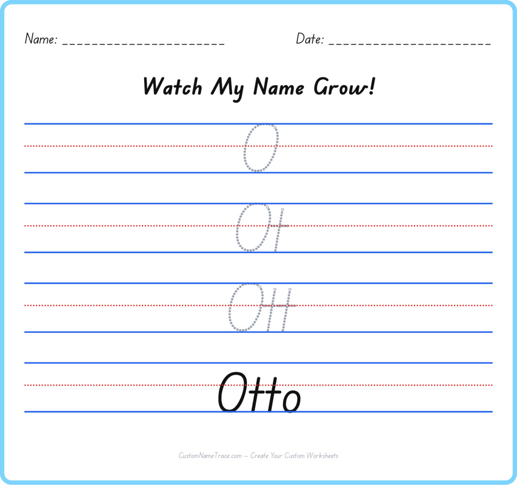Free Otto custom name tracing - pyramid free worksheet