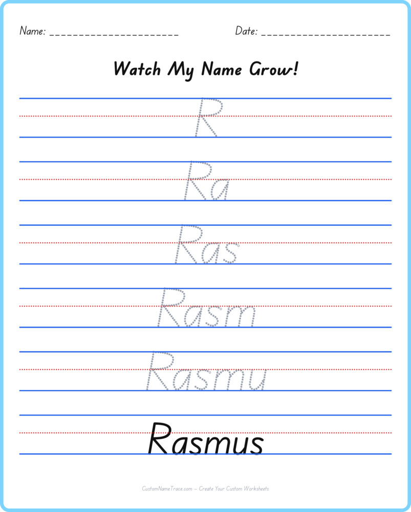 Free Rasmus custom name tracing - pyramid free worksheet