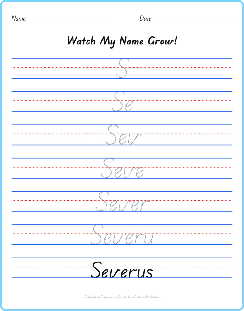 Free Severus custom name tracing - pyramid free worksheet