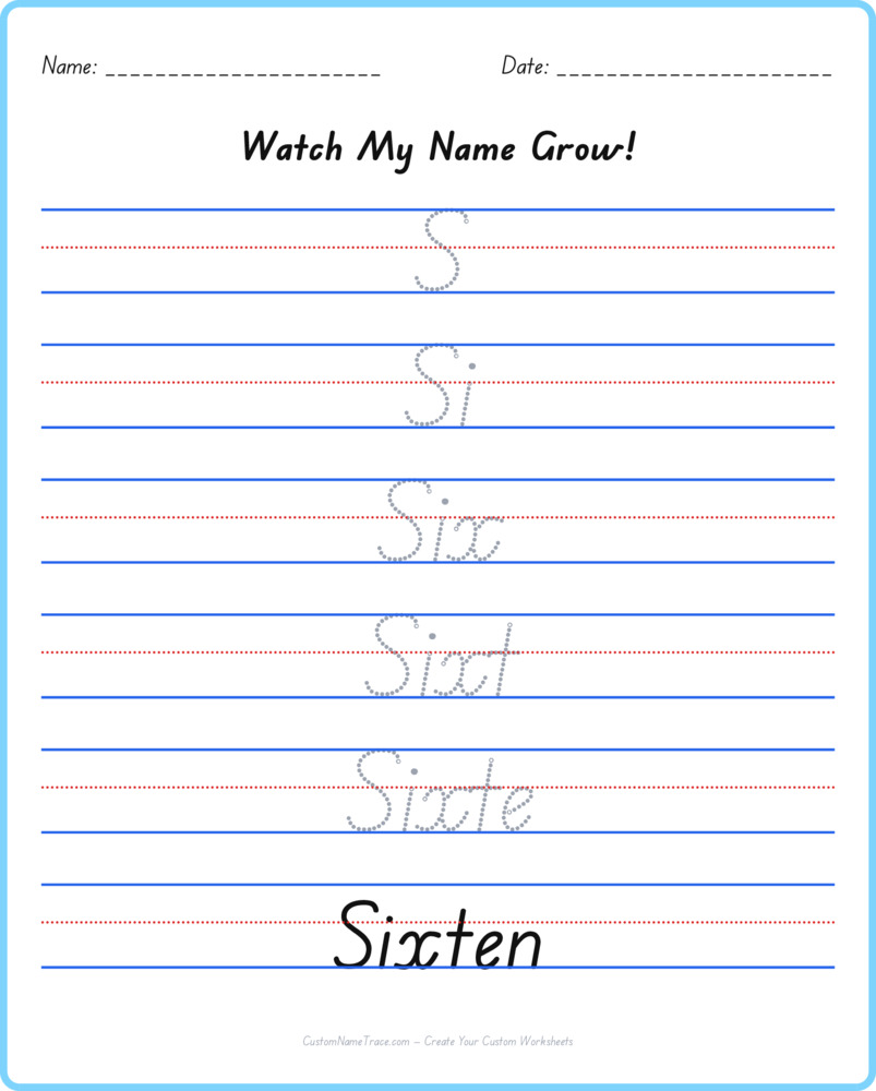 Free Sixten custom name tracing - pyramid free worksheet