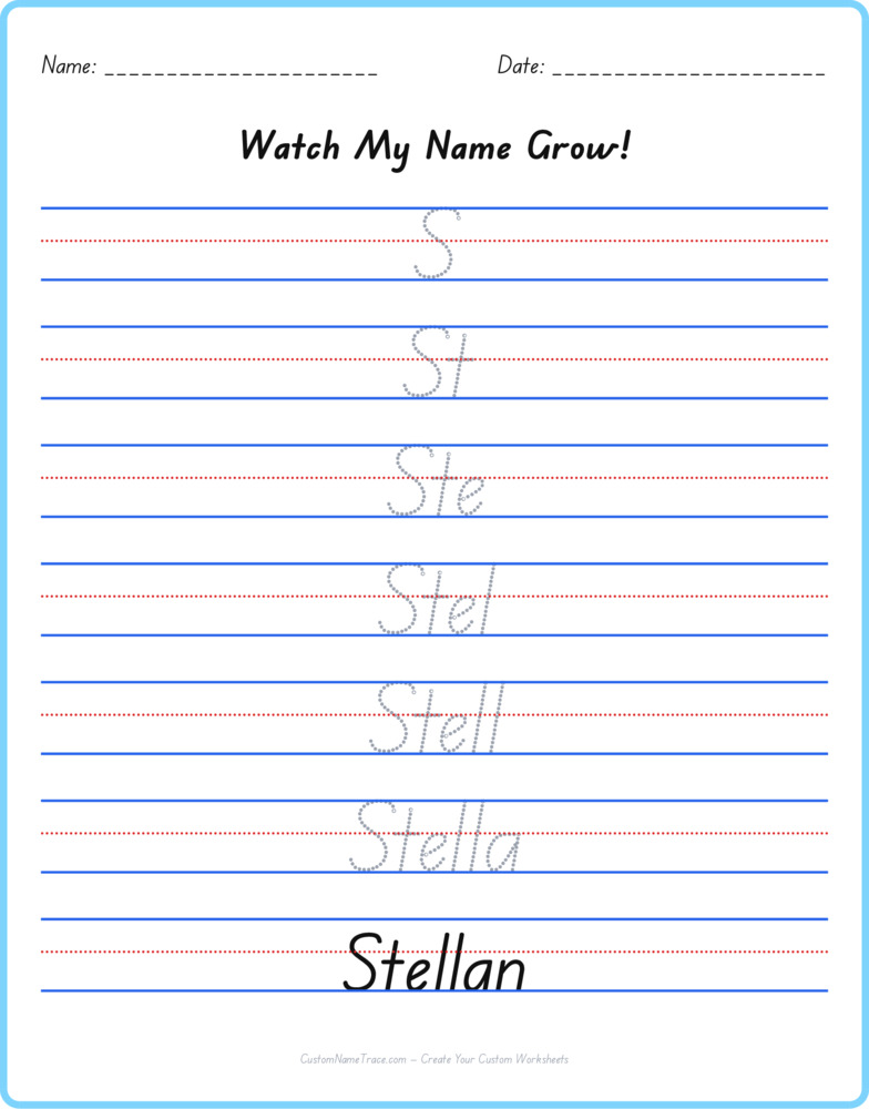 Free Stellan custom name tracing - pyramid free worksheet