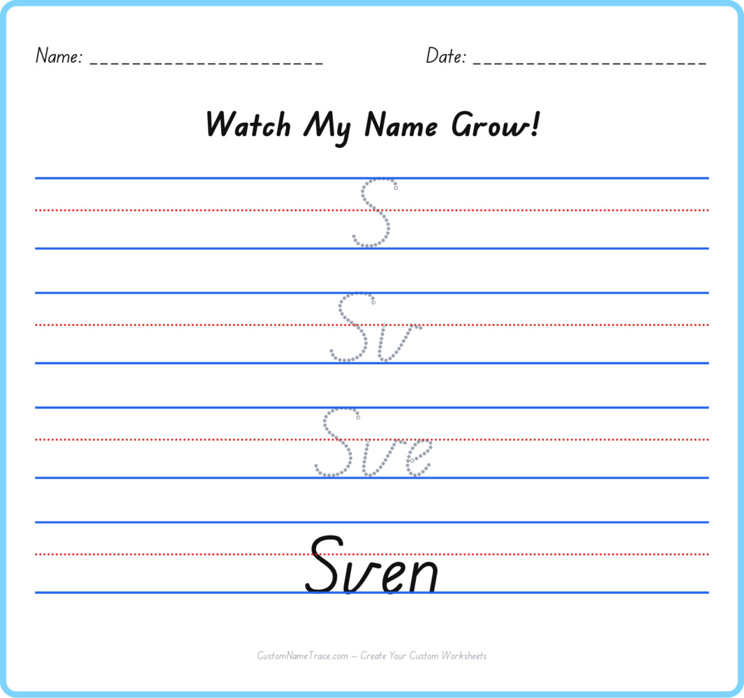 Free Sven custom name tracing - pyramid free worksheet