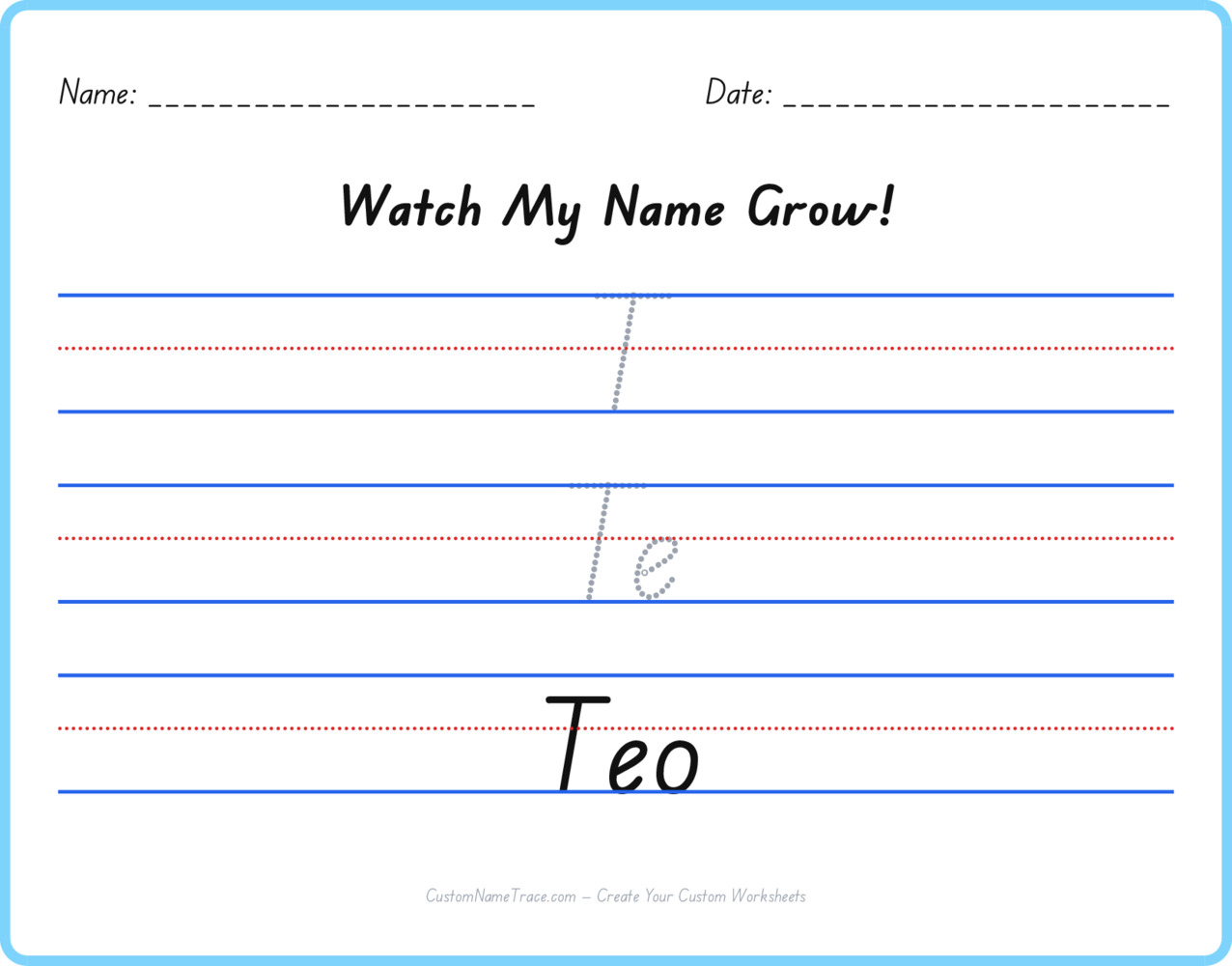 Free Teo custom name tracing - pyramid free worksheet