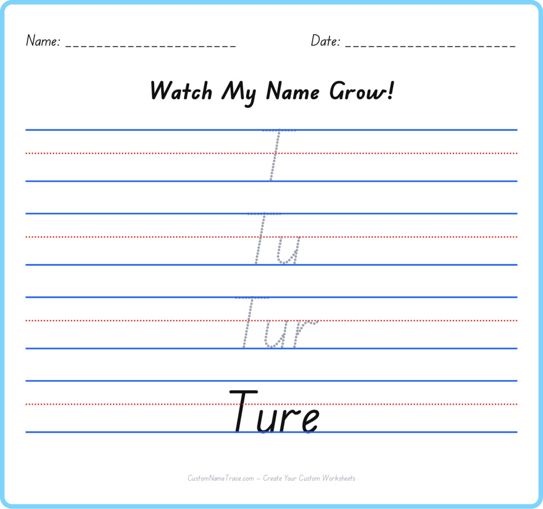 Free Ture custom name tracing - pyramid free worksheet