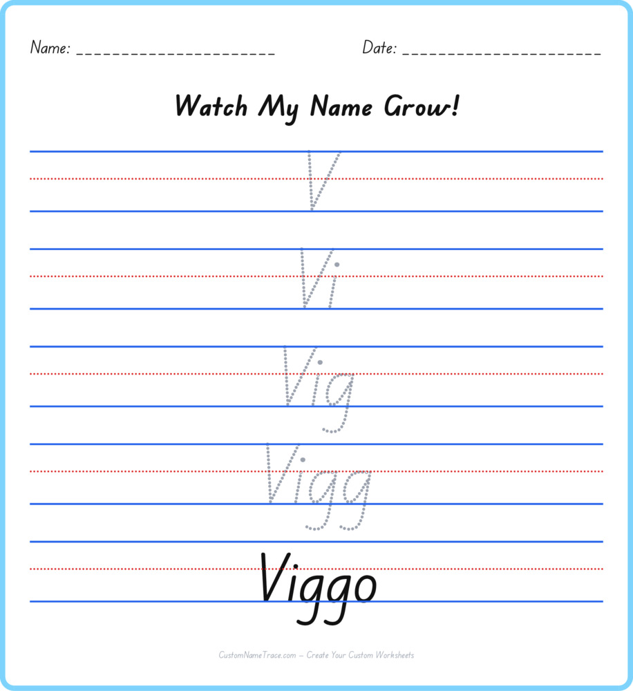 Free Viggo custom name tracing - pyramid free worksheet
