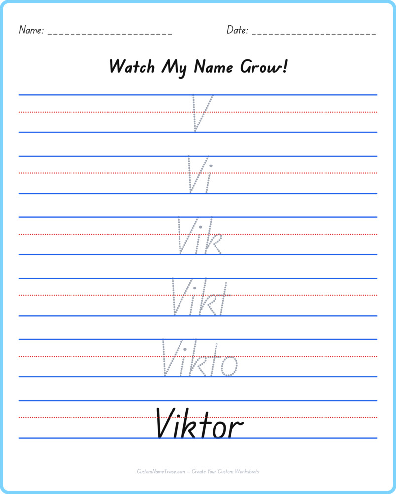 Free Viktor custom name tracing - pyramid free worksheet