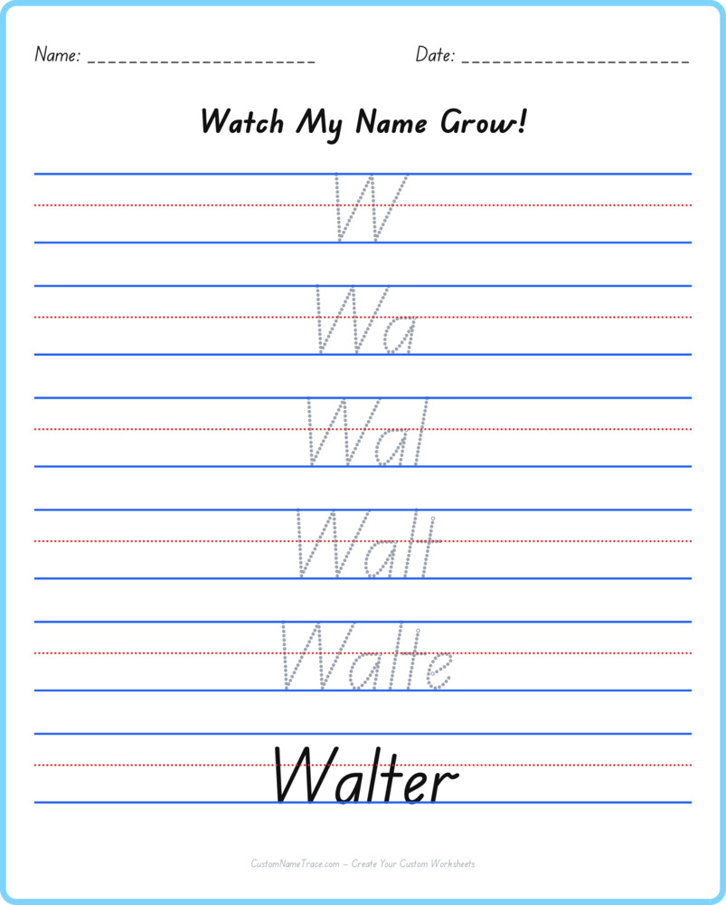 Free Walter custom name tracing - pyramid free worksheet