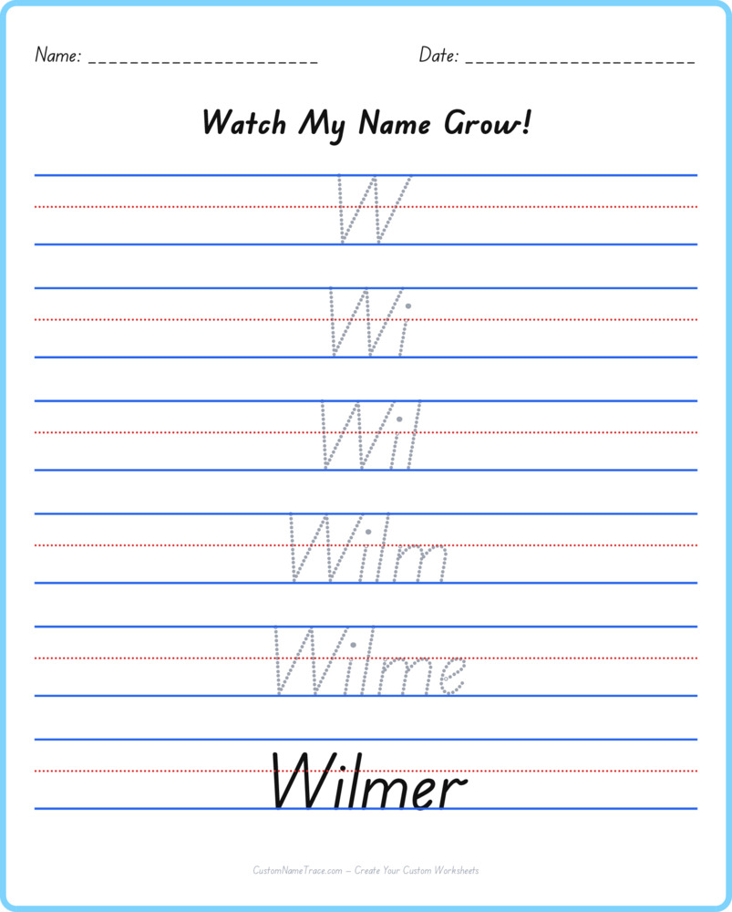 Free Wilmer custom name tracing - pyramid free worksheet