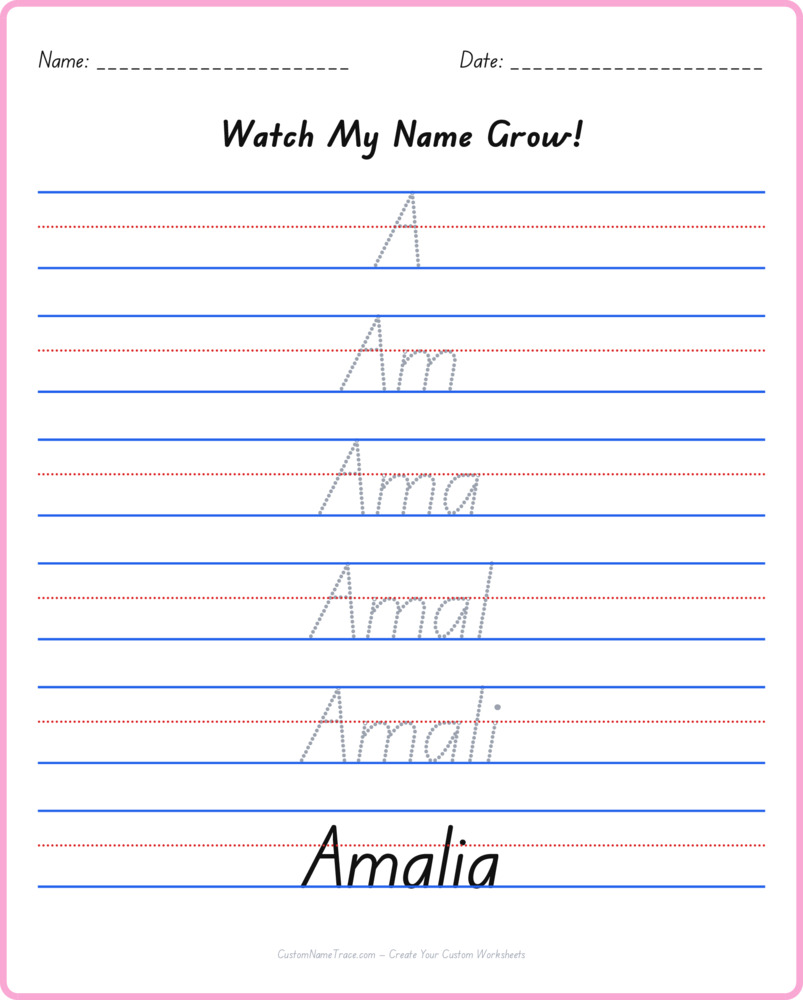 Free Amalia custom name tracing - pyramid free worksheet