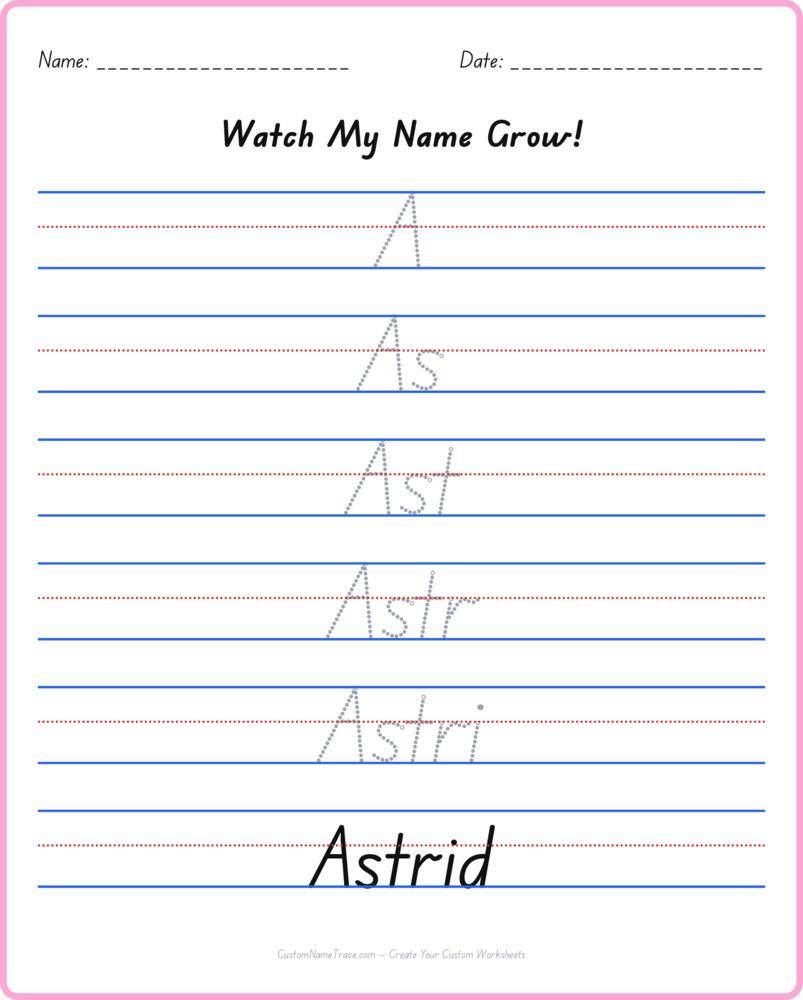 Free Astrid custom name tracing - pyramid free worksheet